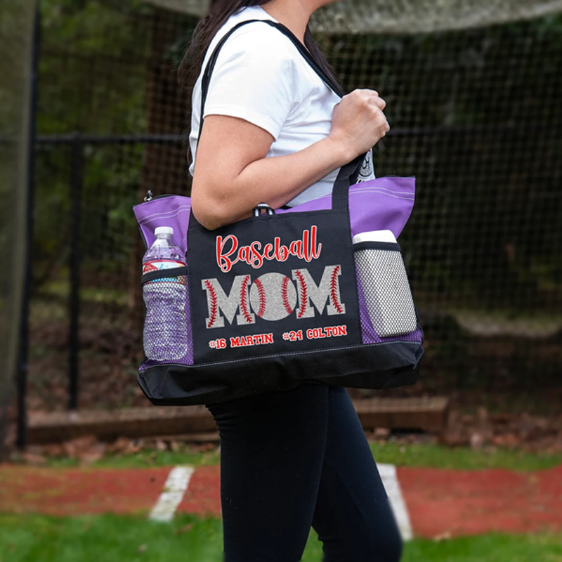 Personalized Baseball Mom Tote Bag Baseball Essential Bag Baseball Tote with Zipper