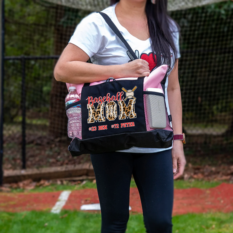 Personalized Baseball Mom Tote Bag Baseball Essential Bag Baseball Tote with Zipper