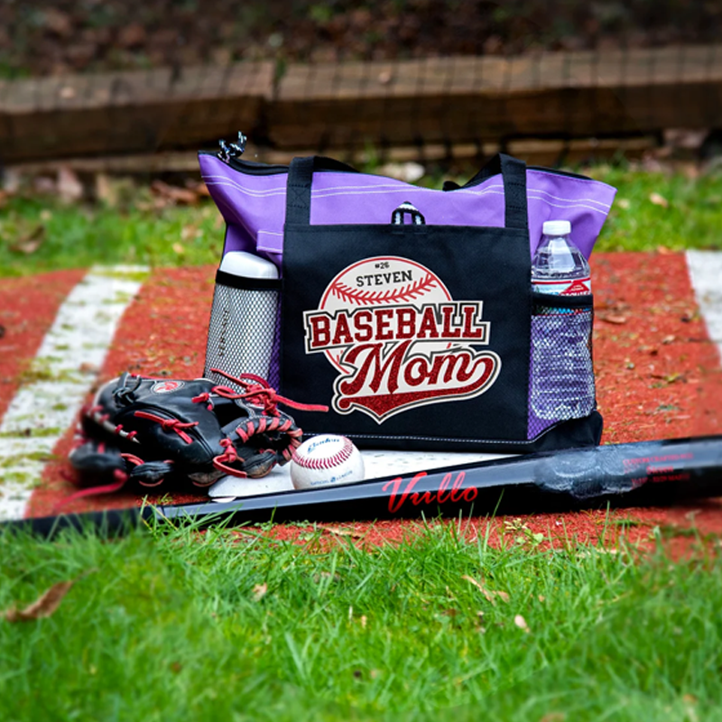 Personalized Baseball Mom Tote Bag Baseball Essential Bag Baseball Tote with Zipper