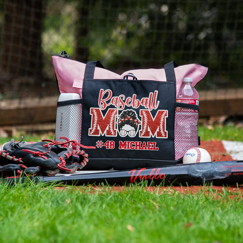 Personalized Baseball Mom Tote Bag Baseball Essential Bag Baseball Tote with Zipper