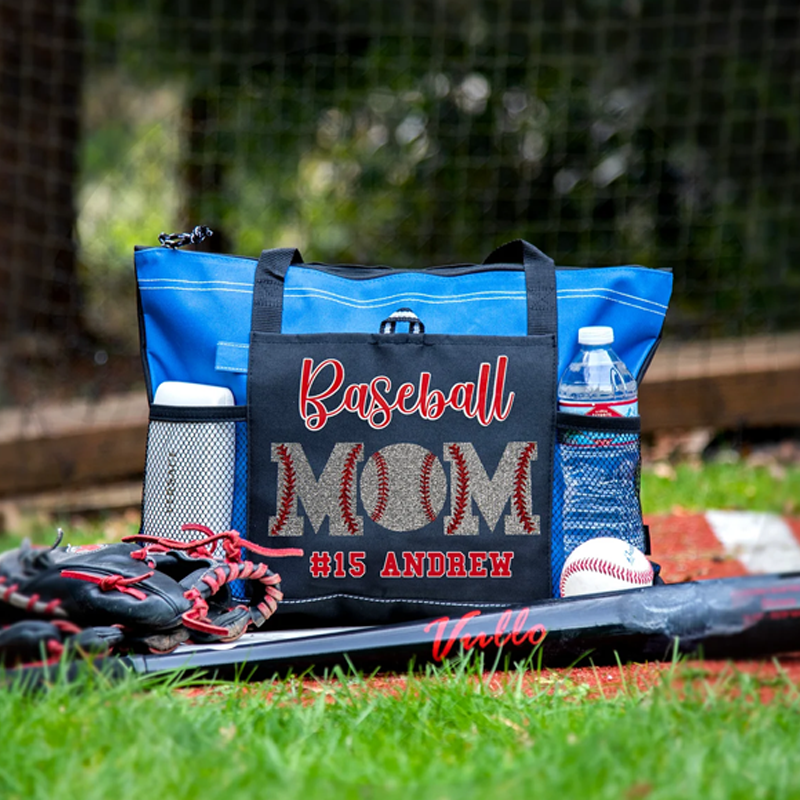 Personalized Baseball Mom Tote Bag Baseball Essential Bag Baseball Tote with Zipper