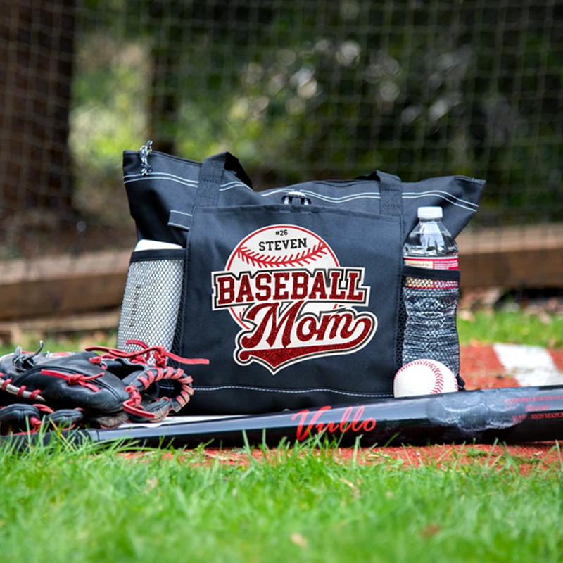 Personalized Baseball Mom Tote Bag Baseball Essential Bag Baseball Tote with Zipper