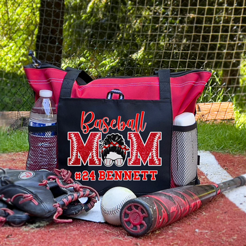 Personalized Baseball Mom Tote Bag Baseball Essential Bag Baseball Tote with Zipper