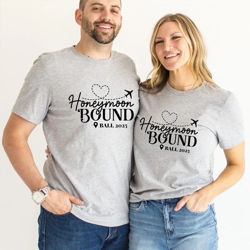 Honeymoon Bound Shirt Custom Couples Honeymoon Vacation Shirts