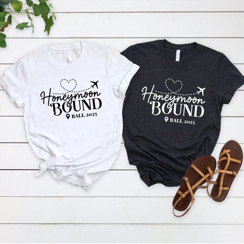 Honeymoon Bound Shirt Custom Couples Honeymoon Vacation Shirts