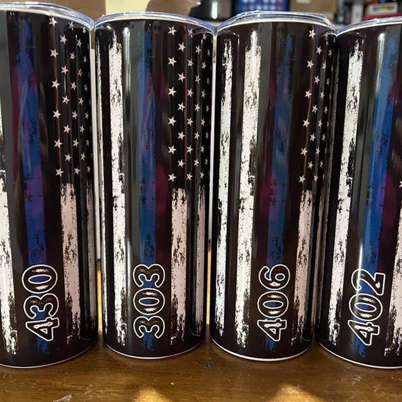 Personalized Police Tumbler Thin Blue Line Cup With Straw Police Travel Cup 20 oz Tumbler