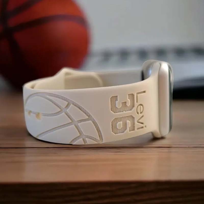 FOOTBALL BASKETBALL JERSEY Silicone Watch Band  Laser Engraved Apple