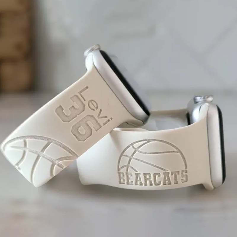 FOOTBALL BASKETBALL JERSEY Silicone Watch Band  Laser Engraved Apple