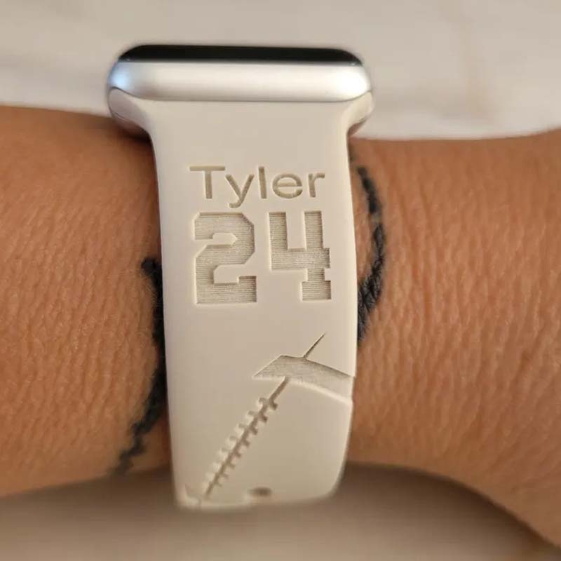 FOOTBALL BASKETBALL JERSEY Silicone Watch Band  Laser Engraved Apple