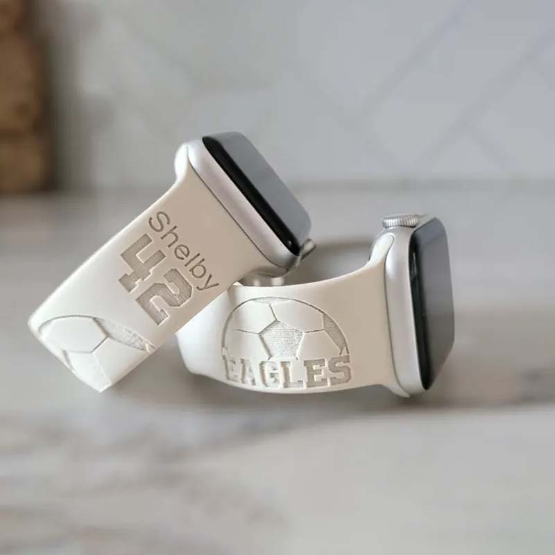 FOOTBALL BASKETBALL JERSEY Silicone Watch Band  Laser Engraved Apple