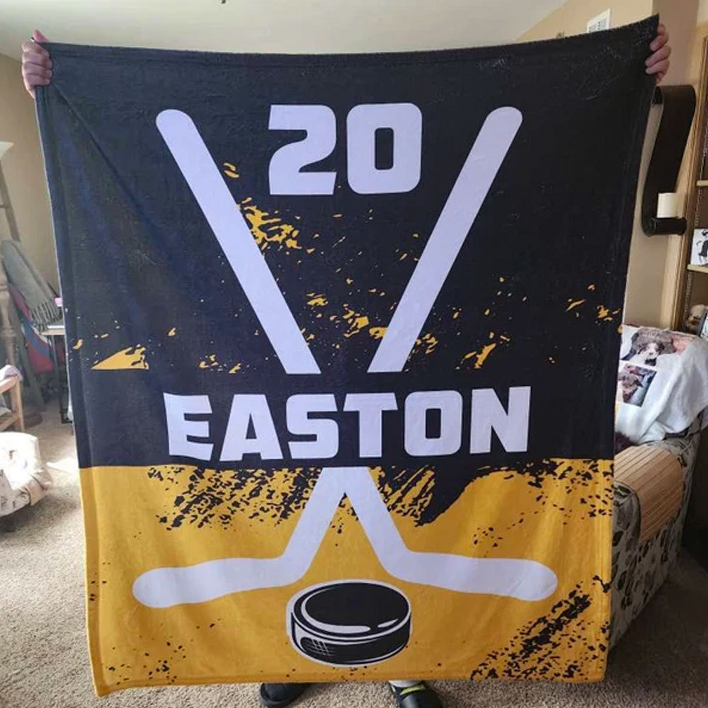 Custom Hockey Player Blanket, Hockey Team Blankets