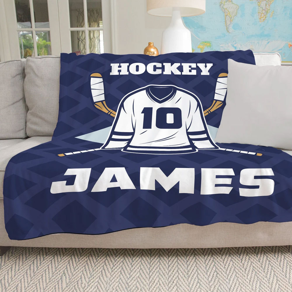 Custom Hockey Player Blanket, Hockey Team Blankets