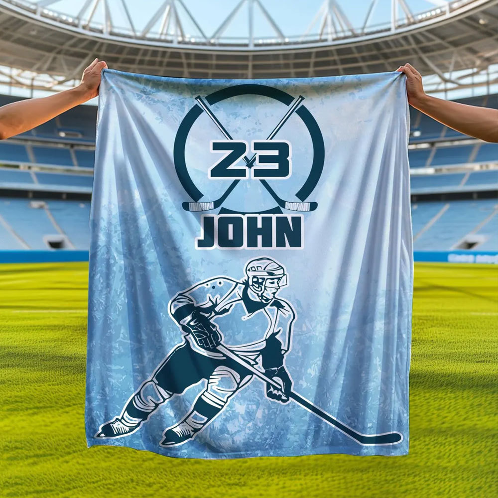 Custom Hockey Player Blanket, Hockey Team Blankets