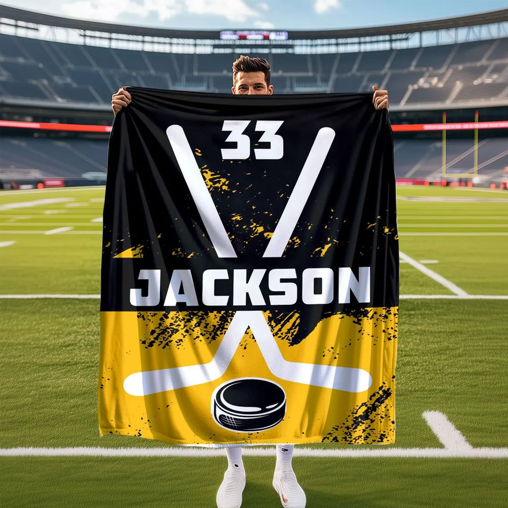 Custom Hockey Player Blanket, Hockey Team Blankets