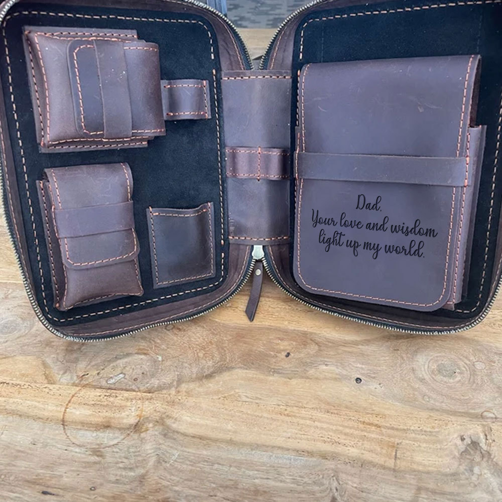 Personalized Leather Travel Cigar Case For Your Dad, Husband, Boyfriends, Brother