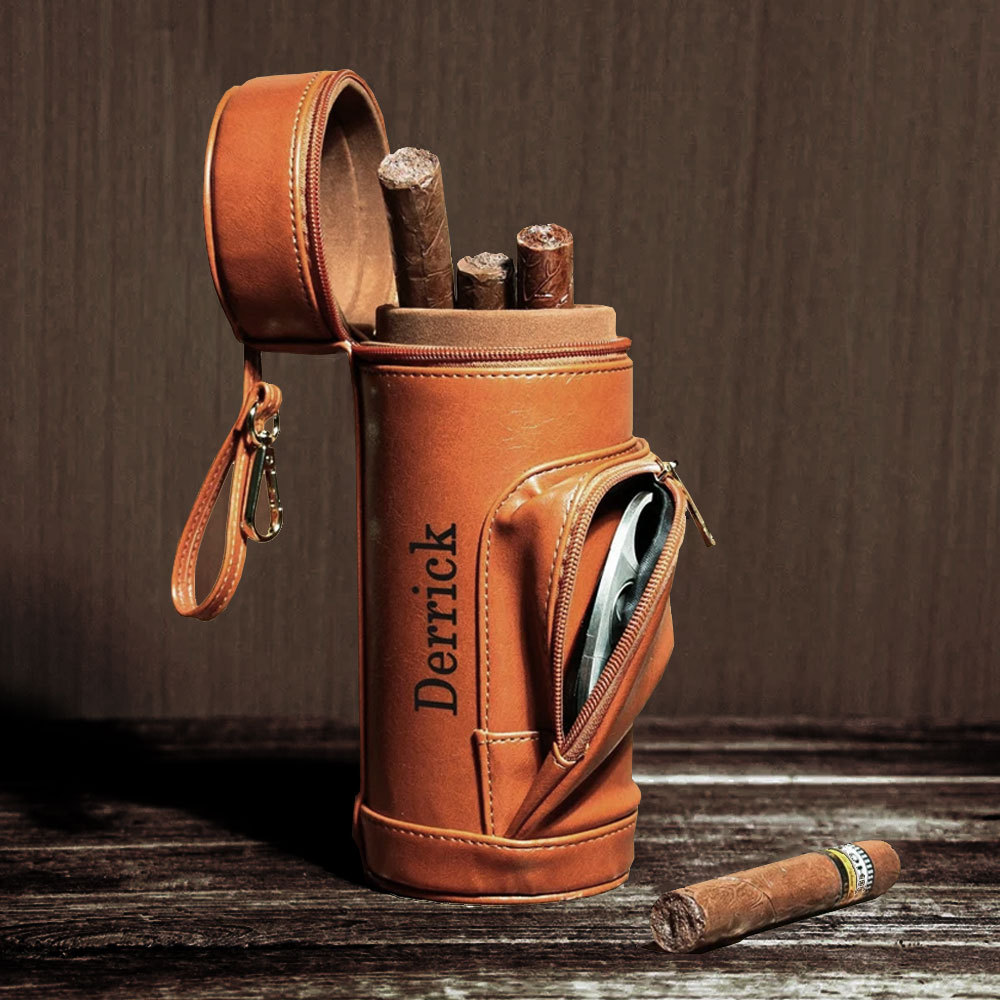 Personalized Travel Cigar Humidor Case for Dad Boyfriend Husband Golf Son Birthday