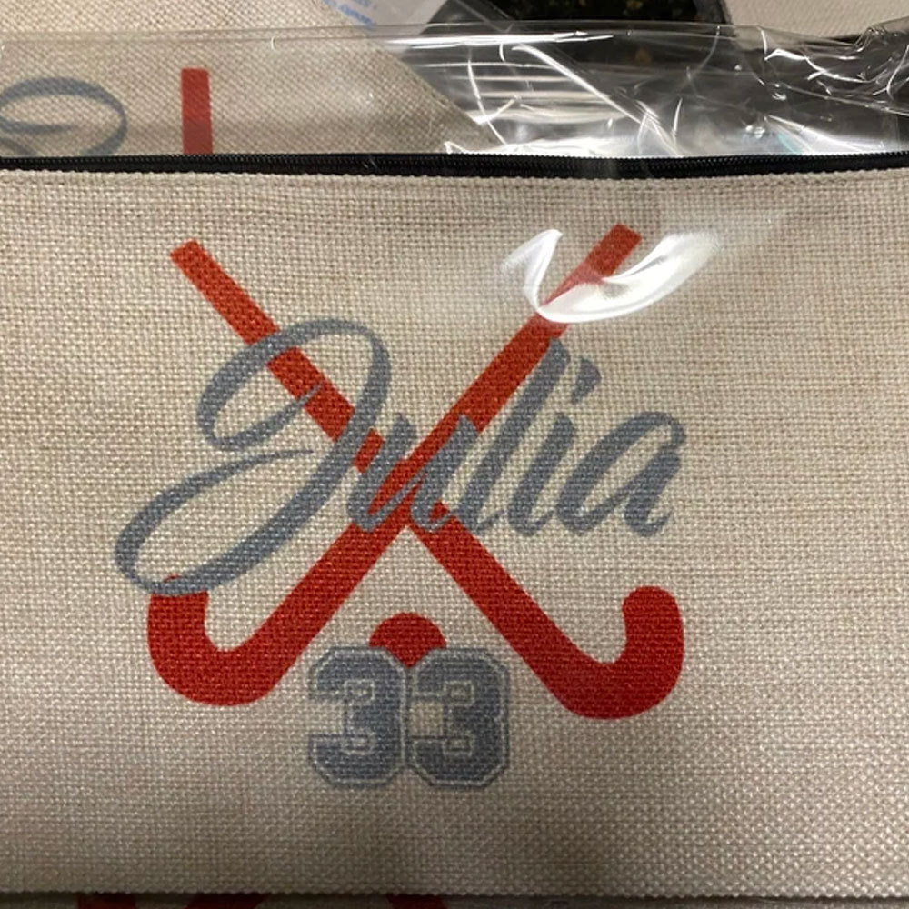 Personalized Field Hockey Sticks Zipper Pouch Makeup Bag