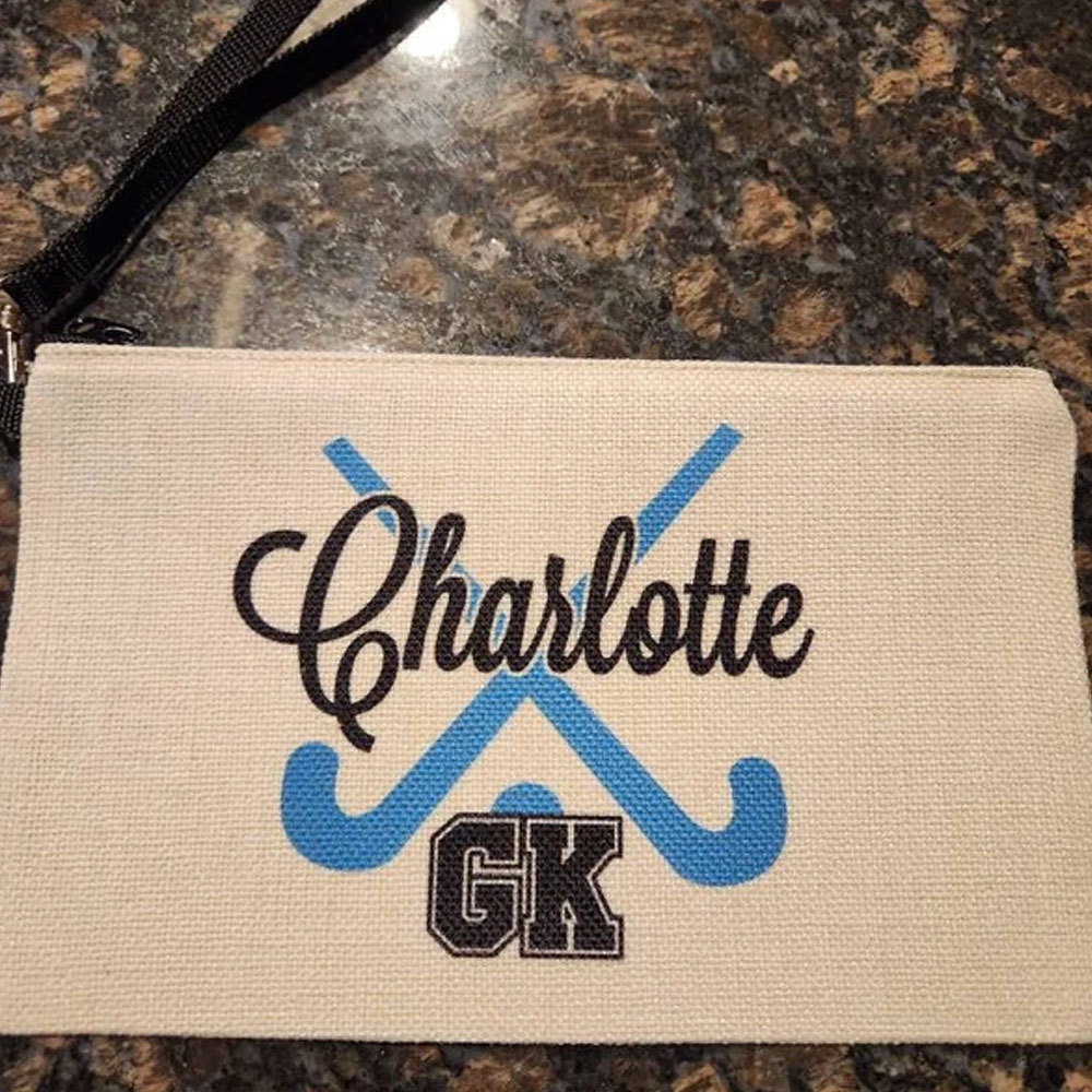 Personalized Field Hockey Sticks Zipper Pouch Makeup Bag