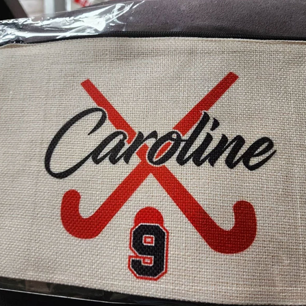 Personalized Field Hockey Sticks Zipper Pouch Makeup Bag