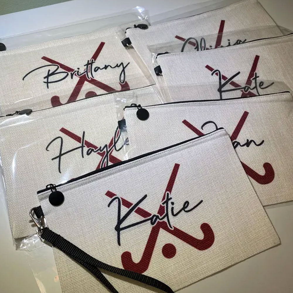 Personalized Field Hockey Sticks Zipper Pouch Makeup Bag