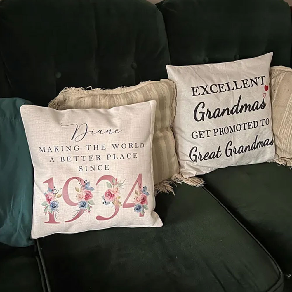 Custom 80th, 90th Birthday Cushion, Making the world a better...