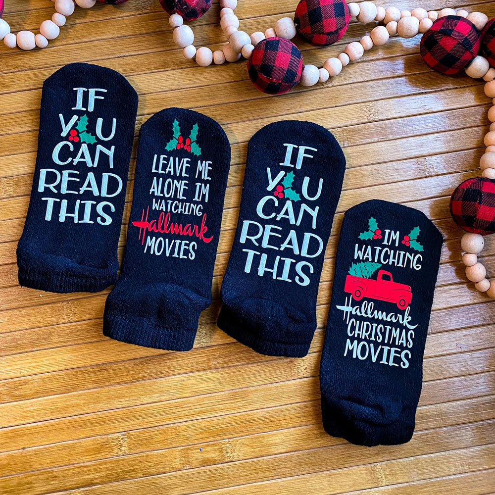 Christmas movie socks, If you can read this, Christmas Mid-calf Socks