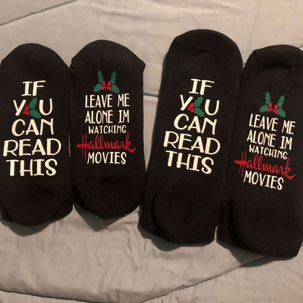 Christmas movie socks, If you can read this, Christmas Mid-calf Socks