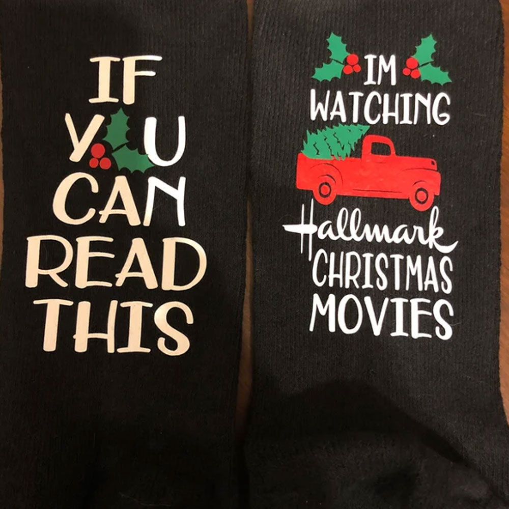 Christmas movie socks, If you can read this, Christmas Mid-calf Socks
