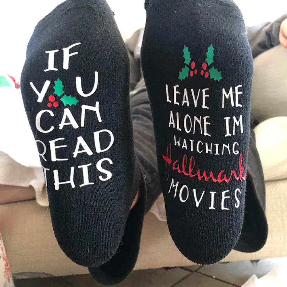 Christmas movie socks, If you can read this, Christmas Mid-calf Socks