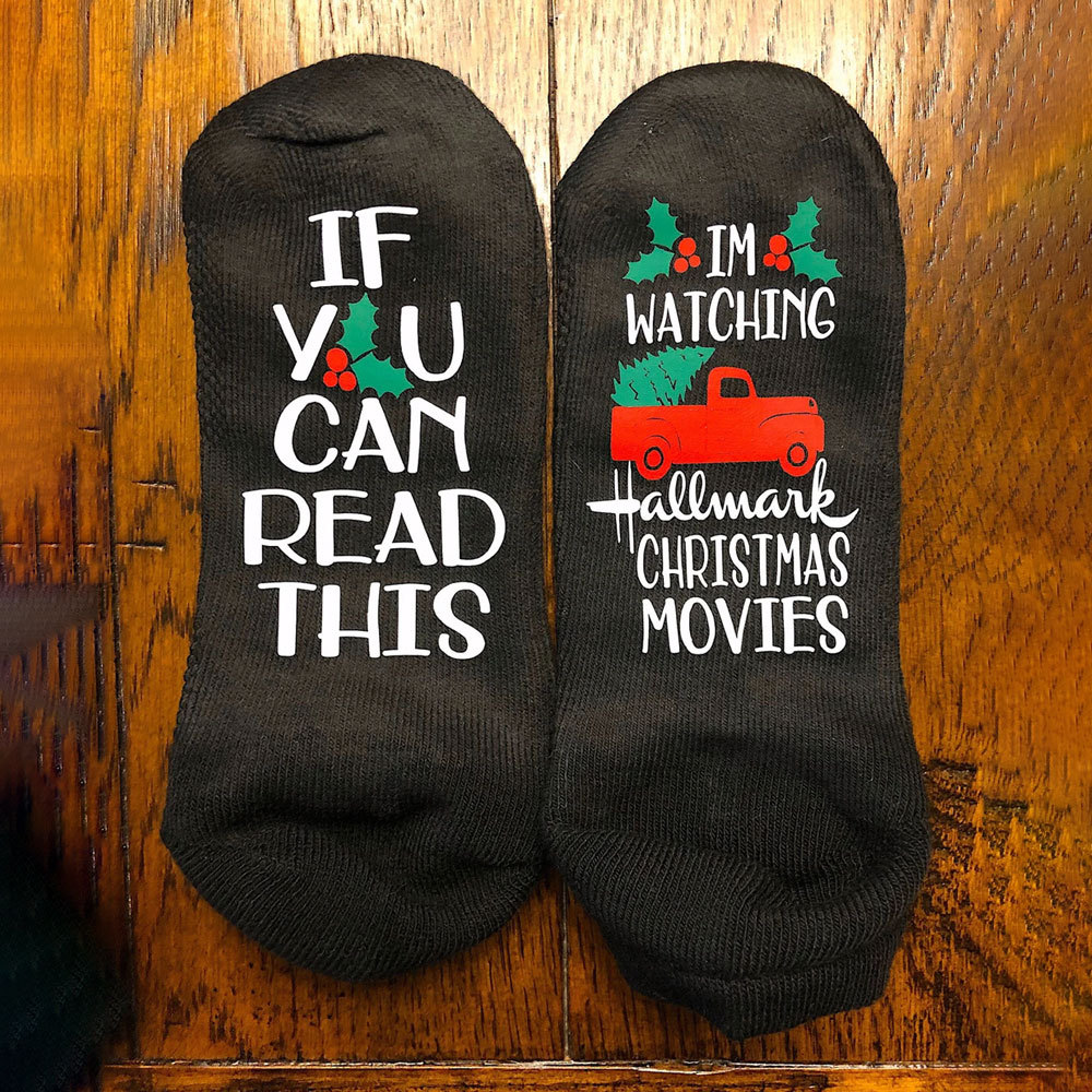 Christmas movie socks, If you can read this, Christmas Mid-calf Socks