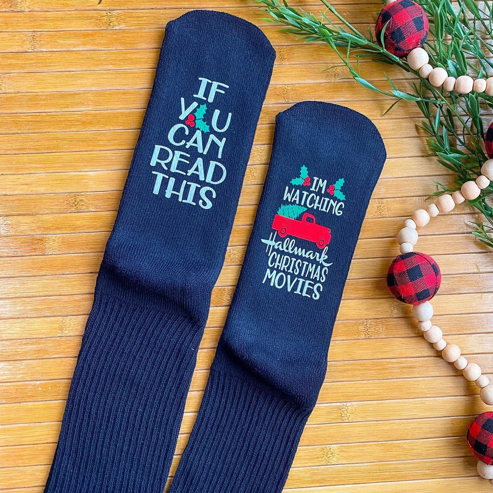 Christmas movie socks, If you can read this, Christmas Mid-calf Socks