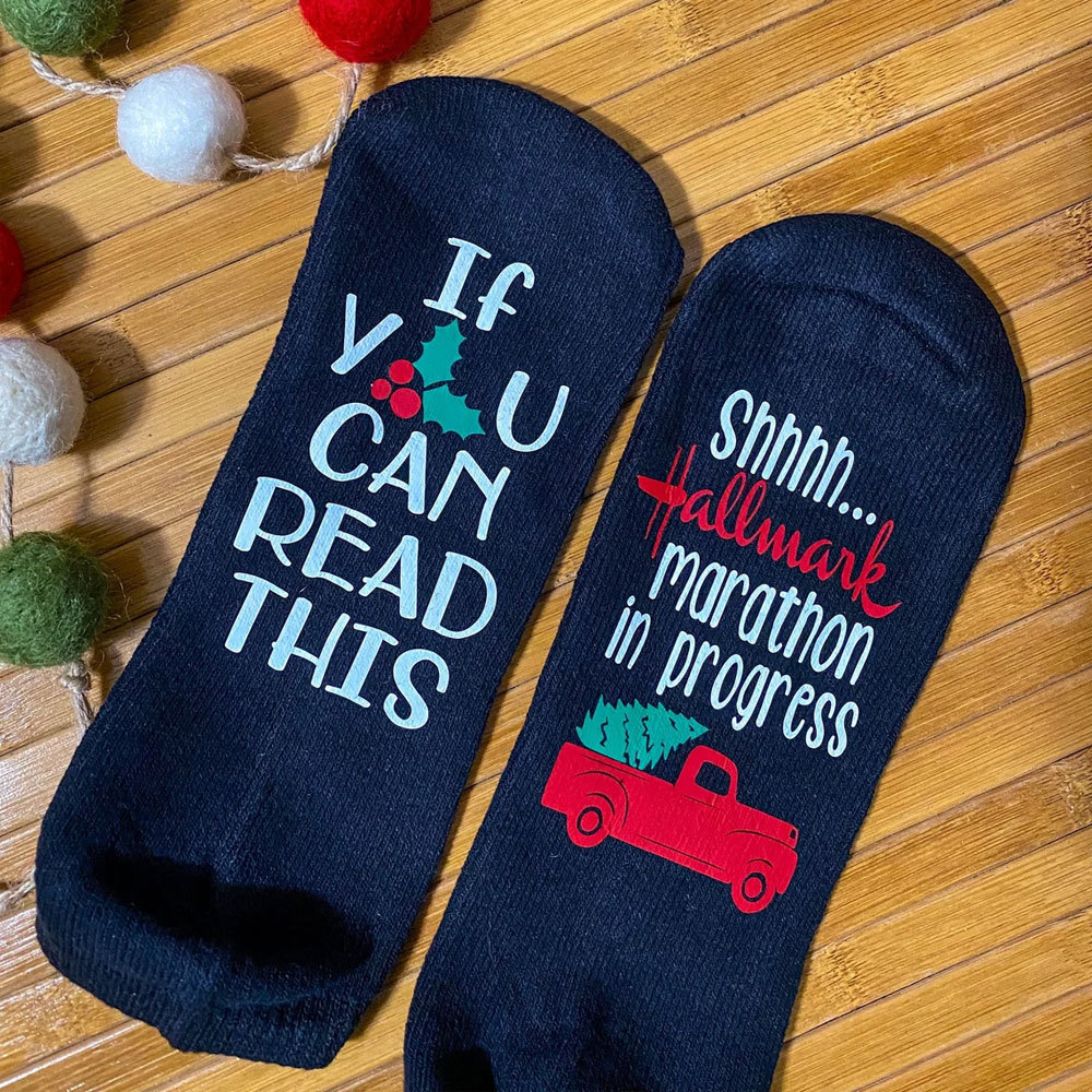 Christmas movie socks, If you can read this, Christmas Mid-calf Socks