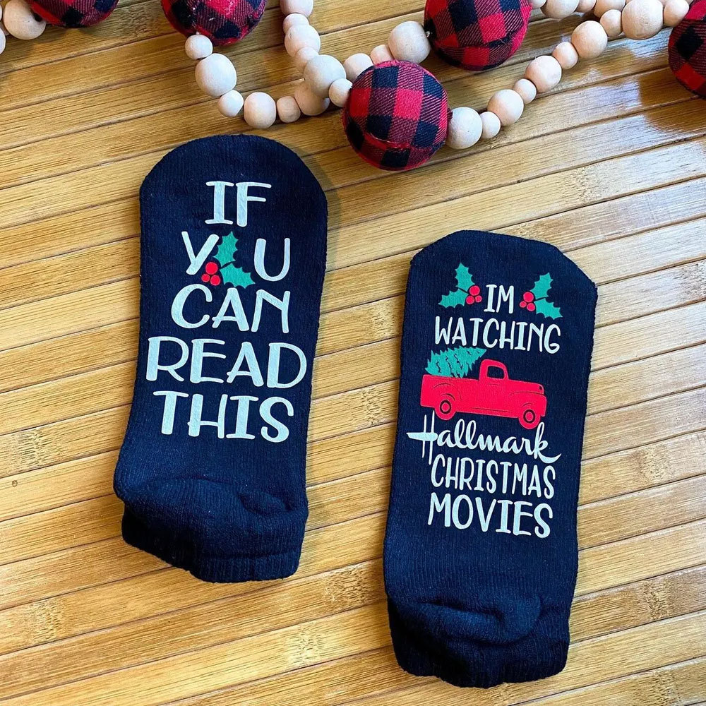 Christmas movie socks, If you can read this, Christmas Mid-calf Socks
