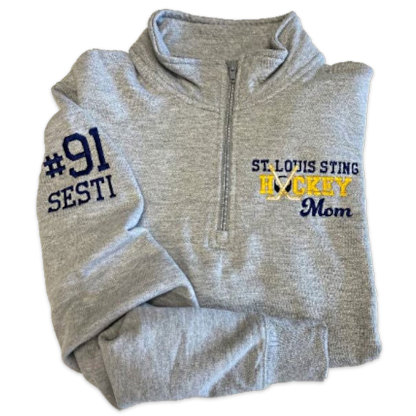 Embroidered Hockey Mom Pullover Sweatshirt, Full Zip Hoodie