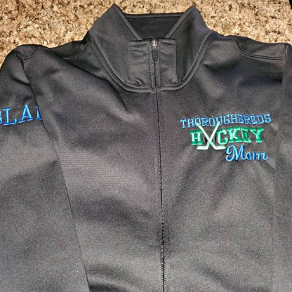 Embroidered Hockey Mom Pullover Sweatshirt, Full Zip Hoodie