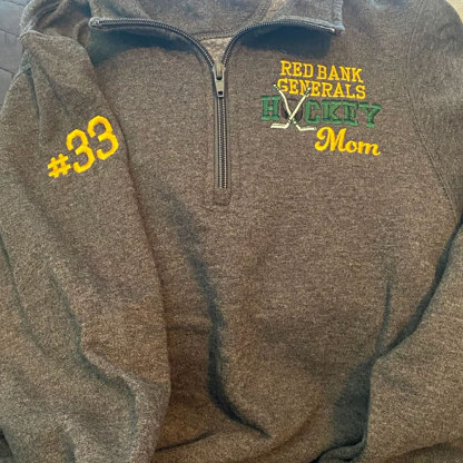 Embroidered Hockey Mom Pullover Sweatshirt, Full Zip Hoodie