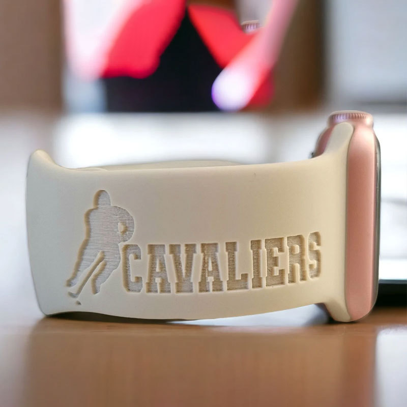 Engraved HOCKEY MOM Silicone Sports Watch Band for Apple