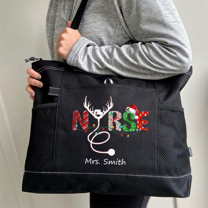 Personalization Christmas Nursing Tote Bag