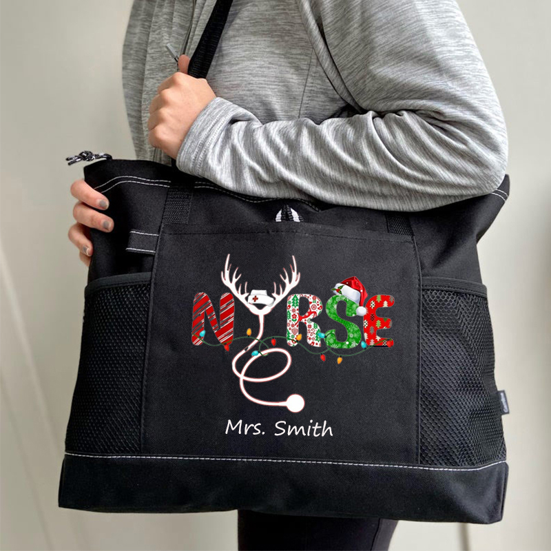 Personalization Christmas Nursing Tote Bag