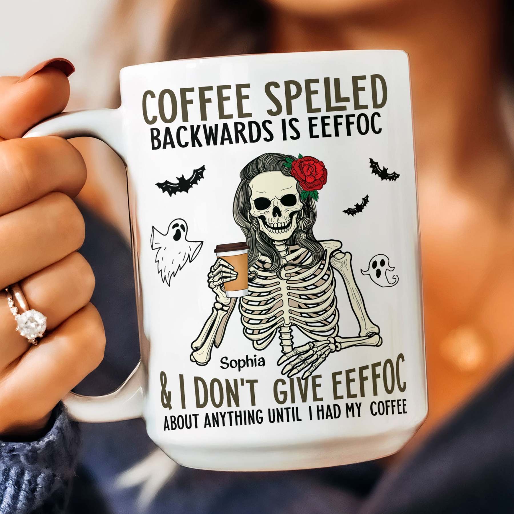 Coffee Spelled Backwards Is Eeffoc - Personalized Mug