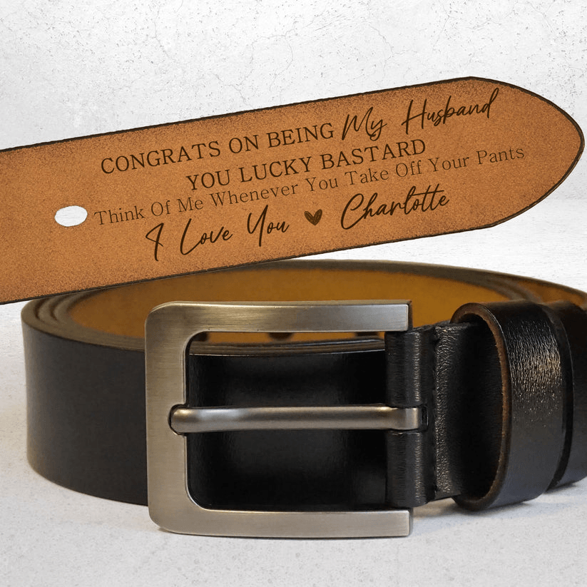 Personalized Engraved Leather Belt - Custom Father's Day Gift for Him