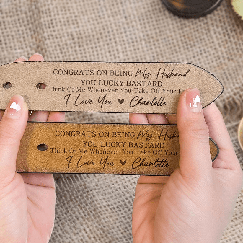 Personalized Engraved Leather Belt - Custom Father's Day Gift for Him