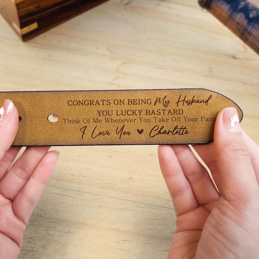 Personalized Engraved Leather Belt - Custom Father's Day Gift for Him