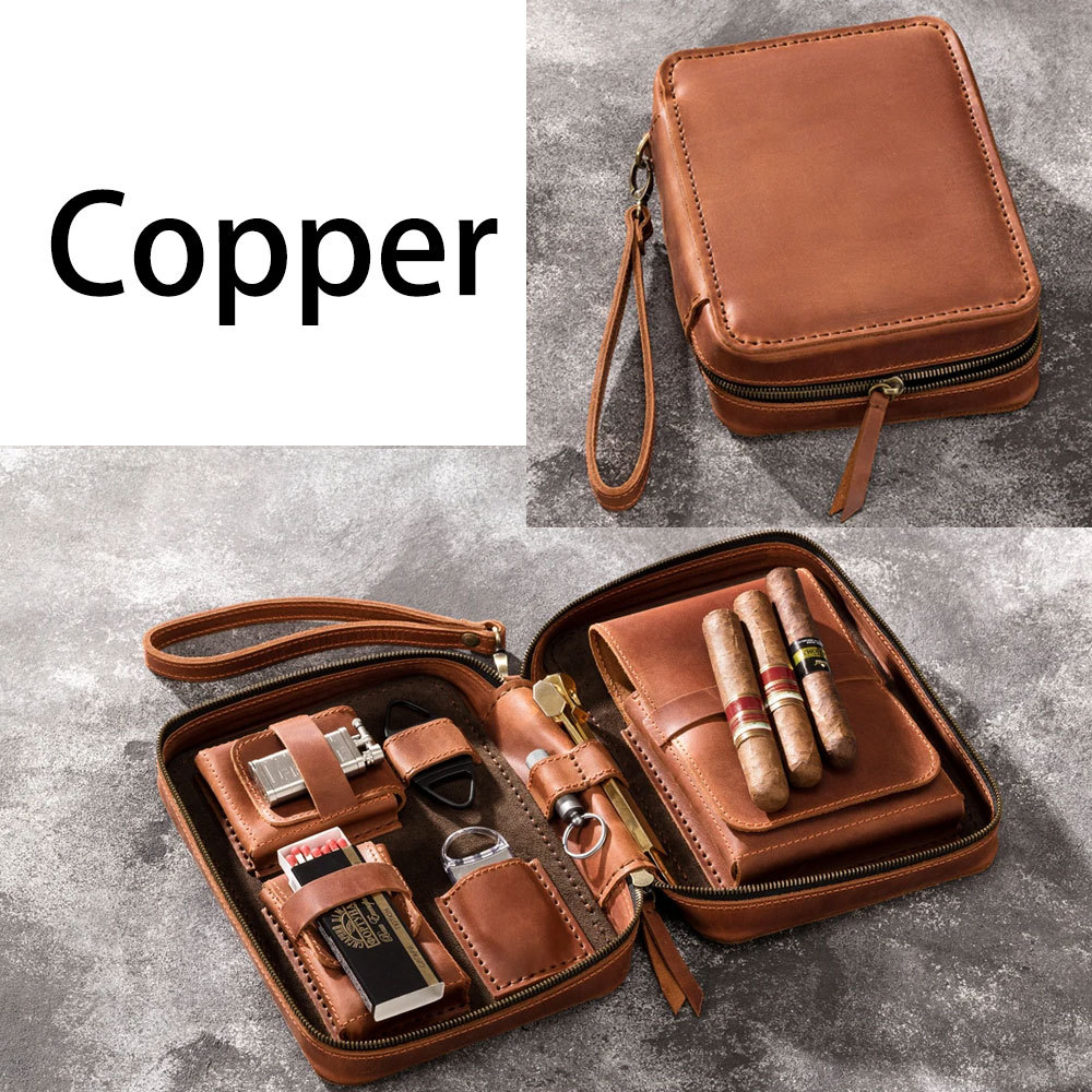 Leather Travel Cigar Box Case For Cigar Accessories
