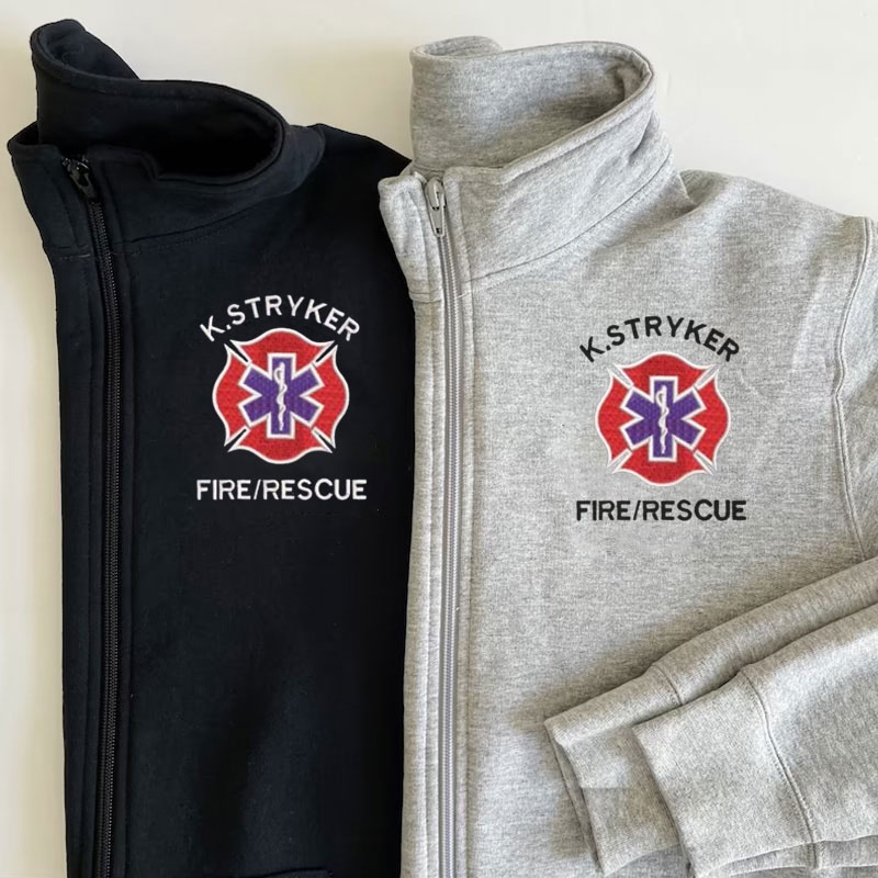 Custom Embroidered Quarter Zip Sweatshirt for Firefighter