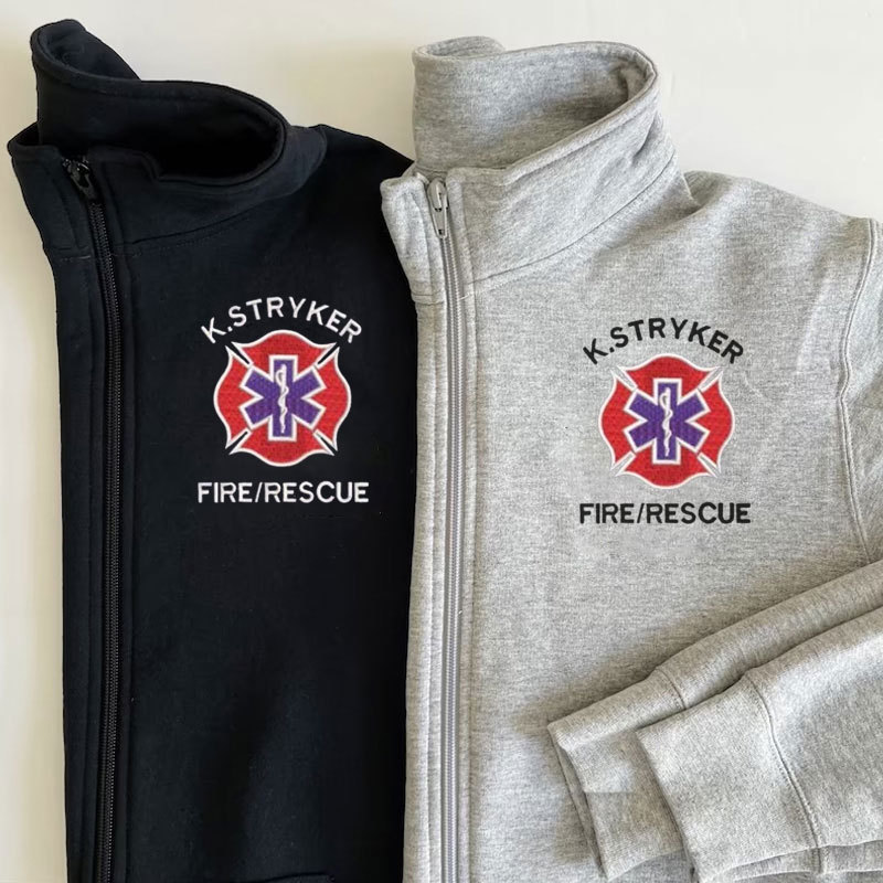 Custom Embroidered Quarter Zip Sweatshirt for Firefighter