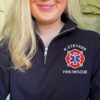 Custom Embroidered Quarter Zip Sweatshirt for Firefighter