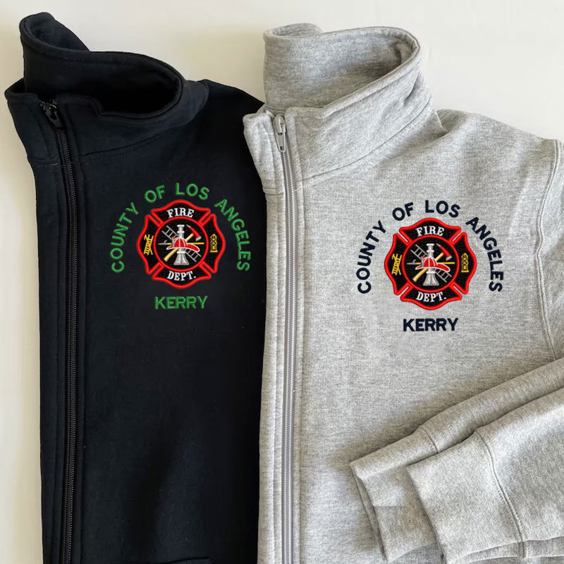Custom Firefighter Embroidered Quarter Zip Sweatshirt