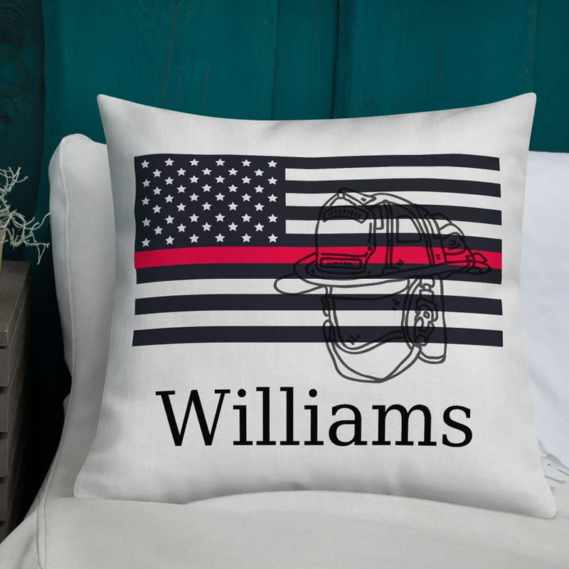 Custom Thin Red Line Pillow Flag Fireman Gift