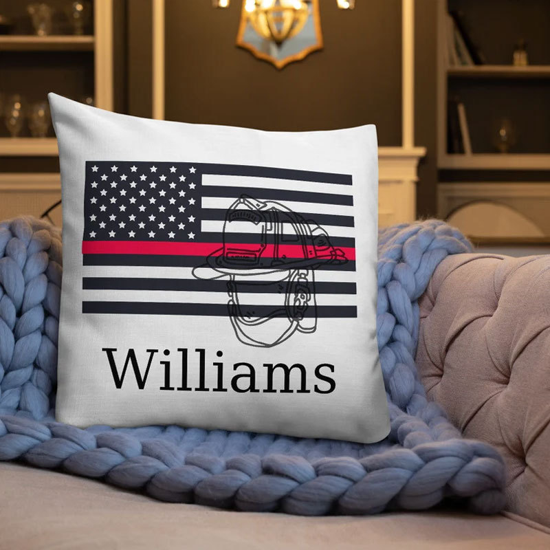 Custom Thin Red Line Pillow Flag Fireman Gift